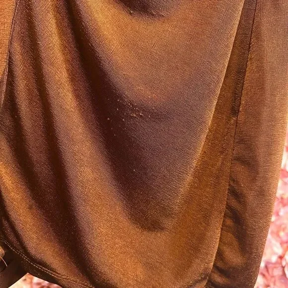 Just Polly (Small) Burnt Orange Button Up V-Neck Dress with Collar - Picture 2 of 5